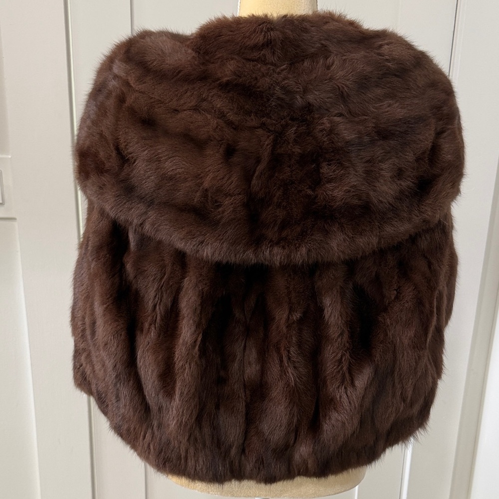 Vintage Brown Fur Jacket Shawl Robinson’s California - Picture 4 of 12